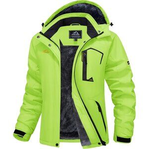 Women's Fluorescent Green Ski Jacket Waterproof Jacket Windproof Winter Coats